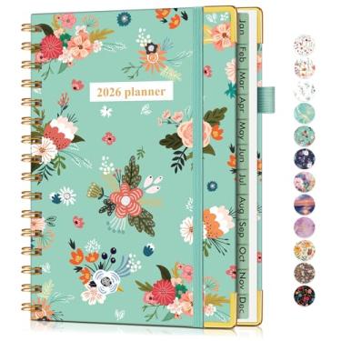 Imagem de Agenda A5 em espiral fofa 2026, janeiro de 2026 a dezembro de 2026, agenda diária de 12 meses, 14,6 cm x 21,3 cm, agenda semanal e mensal, agenda agendada para trabalho, escola, casa, azul-petróleo