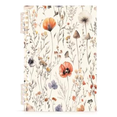 Imagem de Burbuja Caderno floral, papel pautado universitário A5 com 60 folhas, fichário para escritório, 1 pacote