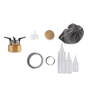 Imagem de Dynwave Mini Fogão de Camping Spirit, Queimador de Álcool 200ml, Leve, Portátil e Versátil, Ideal para Cozinhar em Situações de Emergência e Piqueniques, Ouro