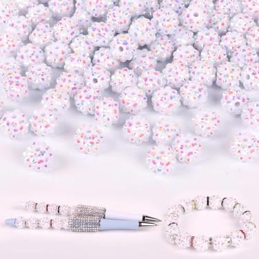 Imagem de 100 contas de strass - contas para canetas com contas, contas focais para canetas com contas, contas espaçadoras para chaveiros, pulseiras artesanais - branco