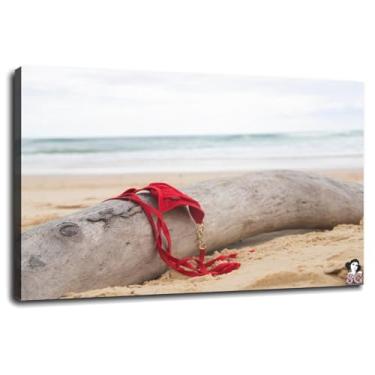 Imagem de Impressão em tela suicida praia areia meninas pôster arte de parede para casa 1 peça decorações com moldura 30.5 cm x 20.3 cm