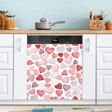 Imagem de ATTX Capa magnética colorida em forma de coração para lava-louças | Adesivo decorativo de eletrodomésticos de 58 x 66 cm para armários domésticos e eletrodomésticos #39
