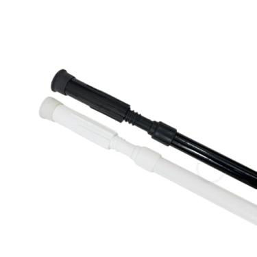 Imagem de Varão Extensível Ajustável 45cm a 1,50m Cortina Box Banheiro Suporte Sem Furo Branco/Preto (CROMADO,90 cm à 105 cm)