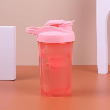 Imagem de Coqueteleira de 500 ml com bola de mistura, copo coqueteleiro de plástico PP para academia e esportes (vermelho)