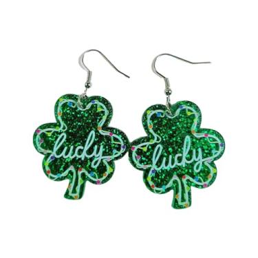 Imagem de Brincos de trevo verde, trevo de três folhas, brincos de dia de São Patrício, joias festivais, One Size, Liga de aço, Sem pedra preciosa