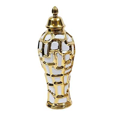 Imagem de Wswqop Jarra de Cerâmica Estilo Retrô com Tampa, Item de Colecionador, Peça Central, Recipiente para Armazenamento, Artesanato, Vaso de Flores para Decoração, L