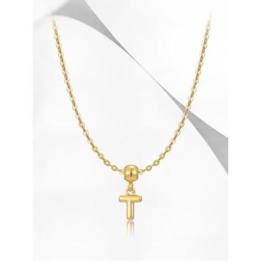 Imagem de 1 colar de letra A-Z banhado a prata para mulheres, joia fina, presente para mamãe, 46cm, Cobre, Sem Pedra Preciosa