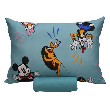 Imagem de Jogo de Cama Portallar Solteiro Malha 100% Algodão Disney Mickey Feliz 2 Pçs Verde