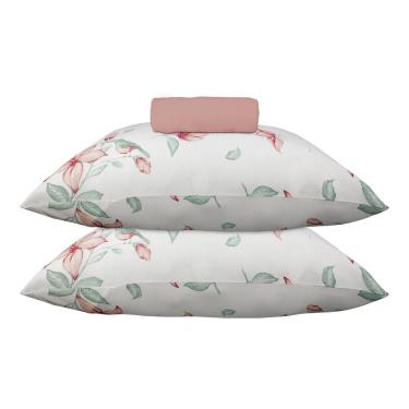 Imagem de Jogo de Cama KazzaVip Queen Malha Mista 70% Algodão e 30% Poliéster Mendonza 3 Peças Rosa