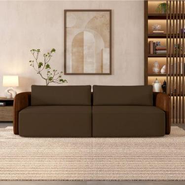 Imagem de Sofá Living Sala de Estar Abel 220cm Bipartido pés de Madeira PU/Velud