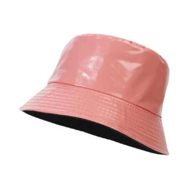 Imagem de Chapéu Bucket Unissex Impermeável De Couro PU Estilo Hip-Hop Brilhante