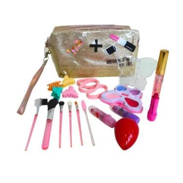 Imagem de Kit 13 Peças Maquiagem Infantil Menina Completo Necessaire com Pincéis