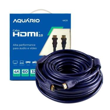 Imagem de Cabo hdmi aquario 2.0 4k 3d 19 pinos 4k20 20 metros - AQUÁRIO