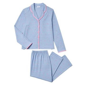 Imagem de Pijama Longo Desire 1111 Feminino Americano Corações Poliviscose T. M/