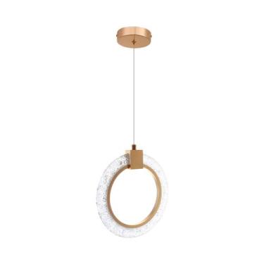 Imagem de Luminária de Teto Pendente Arco Dourado Led Multicor Borda Em Acrílico