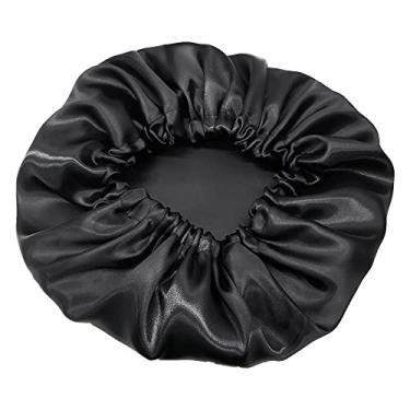 Imagem de Touca De Cetim Seda Preta Anti Frizz Para Dormir