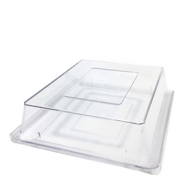 Imagem de Bandeja Servir Quadrada Com Tampa 30x30 Natural em Policarbonato Linha Profissional Cook Vemplast