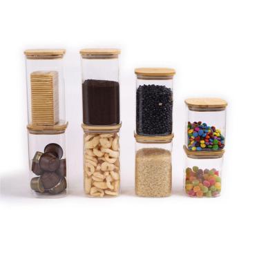 Imagem de Kit Potes Hermeticos Vidro Quad Flat 1400/1100/800Ml - 8Pçs