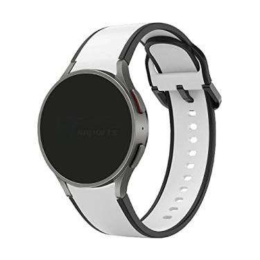 Imagem de Pulseira Bicolor LTIMPORTS, compativel com Galaxy Watch 6 - Galaxy Watch6 Classic - Galaxy Watch 5 - Galaxy Watch5 Pro - Galaxy Watch 4 - Galaxy Watch4 Classic (Branco-Preto)