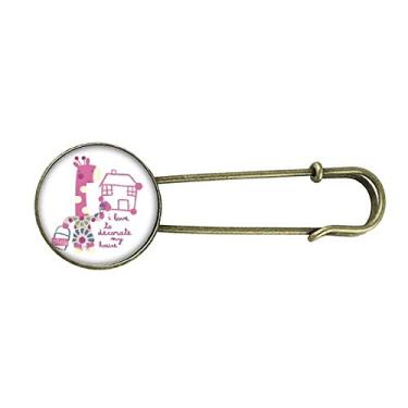 Imagem de Decore a casa girafa rosa desenho animado animal retrô metal broche broche clipe joias
