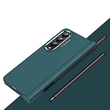 Imagem de Capa protetora de vidro de corpo inteiro de proteção pesada para Samsung Galaxy Z Fold 4 5G Fold4 Zfold4 S Pen Holder Bolsa de telefone, ciano, para Samsung Z Fold 4