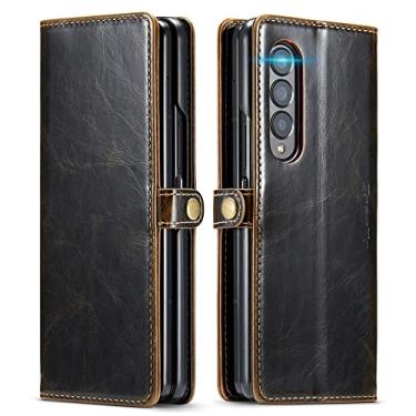 Imagem de Estojo de couro comercial de proteção total para Samsung Galaxy Z Fold3 Fold 4 Fold4 Fold 3 5G Zfold4 Card Pocket Capa para celular, Castanho, outros