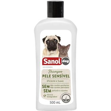 Imagem de Sanol Dog Shampoo De Pêlos Para Câes E Gatos Pele Sensível 500 Ml Branco