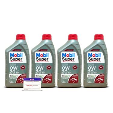 Imagem de Kit 4 Litros Oleo Mobil Super Dexos 1 0w-20 Api Sp Sintetico