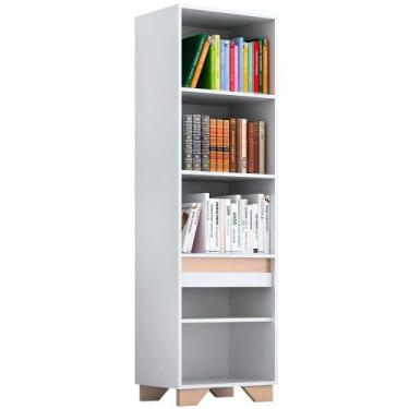 Imagem de Estante Benevello 1 Porta 4 Prateleiras MDP Quiditá, Branco com Siena