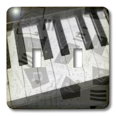 Imagem de 3dRose Teclado lsp_64839_2 A de uma clavinova em uma exposição dupla com notas musicais interruptor duplo