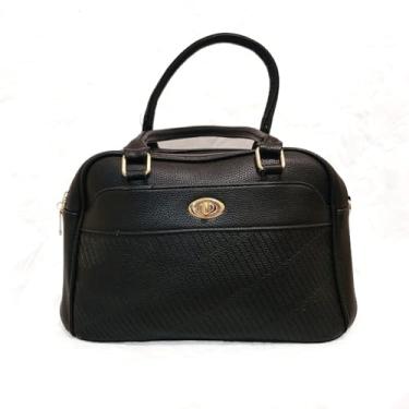 Imagem de Bolsa Básica Pequena De Mão Feminina Preta Couro Sintético Com Alça Removivel C (Preto)