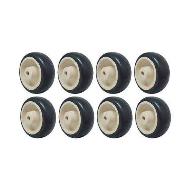 Imagem de Kit 8 un roda borracha termoplástica 3 pol 70kg p/ rodízio - AJAX
