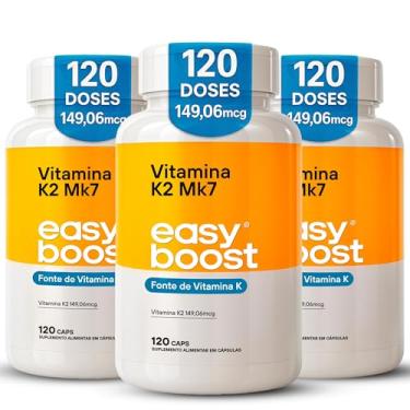 Imagem de Vitamina K2 Mk7 Easy Boost 149,06mcg Kit 3x 120 cápsulas total de 360 Caps