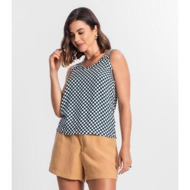 Imagem de Regata Feminina Quadriculada Infinita Cor Verde, M, Verde