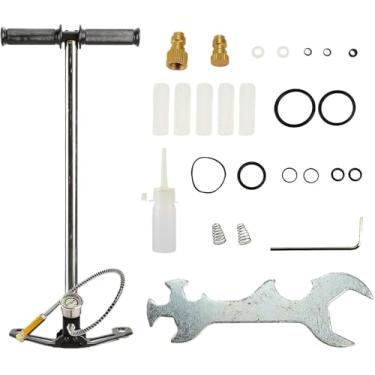 Imagem de Bomba manual de alta pressão 30Mpa 4500PSI 3 estágios PCP bomba de ar para enchimento de rifle de ar bombas de estribo de aço inoxidável