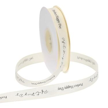 Imagem de PATIKIL Fita de gorgorão personalizada, 65/81 cm x 40 metros, fita de poliéster perfeita para festas de fim de ano, decoração de casamento, embrulho de presente, creme