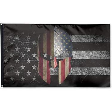Imagem de Capacete de guerreiro espartano americano bandeira de 0,9 x 1,5 m - resistente ao desbotamento UV impressão dupla e bandeira de poliéster 150D com costura dupla