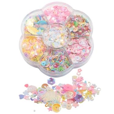 Imagem de Verkelly 1 caixa de lantejoulas e lantejoulas sortidas, lantejoulas de arte infantil multicoloridas, suprimentos de lantejoulas DIY, fabricação de joias, roupas artesanais, decorações de unhas para