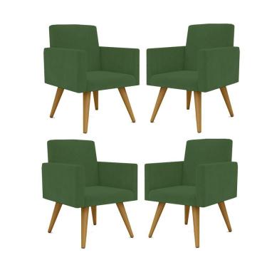 Imagem de Kit 4 Cadeiras Recepção Poltrona Escritório verde