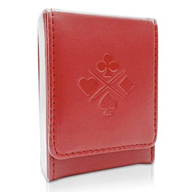 Imagem de Luck Lab Capa/suporte para cartas de baralho de couro de baralho único – vinho tinto – serve para cartas de pôquer e ponte