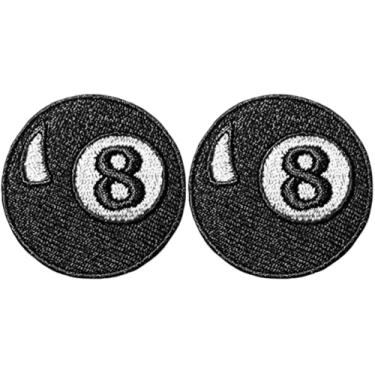 Imagem de Ranger Return Conjunto 2 de mini 8 bolas pequenas e fofas de bilhar sinuca retrô logotipo emblema decalque reparo decorativo fantasia aplique costurar ferro em remendos bordados - preto