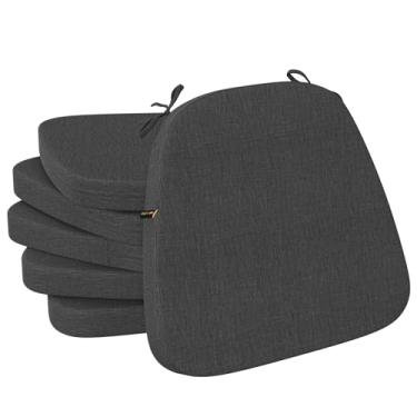 Imagem de idee-home Almofadas de cadeira para cadeiras de jantar, conjunto de 6 almofadas de assento em forma de U, fundo antiderrapante para sala de jantar interna, capa removível, 43 x 40 x 5 cm, cinza