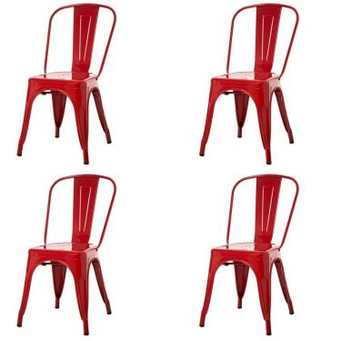Imagem de Kit 4 Cadeiras ANM6671F Tolix Iron Titan Anima Office Ferro Pintura Epóxi Vermelho