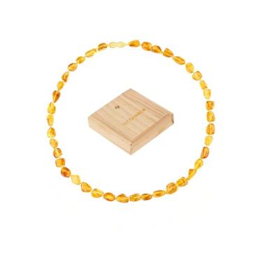 Imagem de ELEGAMBER Conjunto de colar de âmbar báltico para mulheres - 100% certificado e autêntico de qualidade premium âmbar báltico cru - conta de pedra âmbar verdadeiro. (conhaque de 50,8 cm)