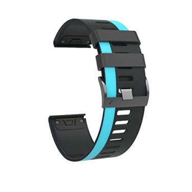 Imagem de FFHAO Pulseira de relógio de silicone esportiva para Garmin Fenix 7X 7 6X 6 Pro 5X 5 Plus 3 3HR 935 945 Easy Fit Quick Release 26 22mm Wirstbands (Cor: Preto Azul Celeste, Tamanho: 22 mm Fenix 6 Pro)