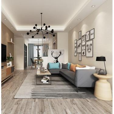 Imagem de Papel de parede espesso de linho texturizado autoadesivo impermeável para sala de estar e quarto renovação amarelo claro 40 * 1000 cm