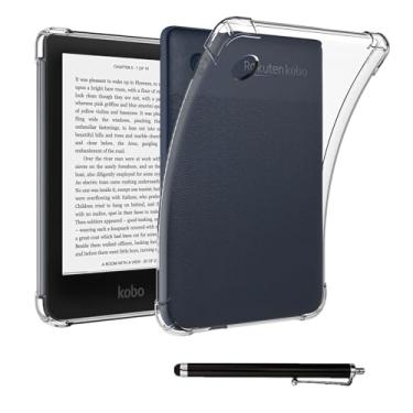 Imagem de enoxboo Capa para Kobo Clara 2E, 6 Polegadas Lançada em 2022, à Prova de Choque, Fina, Transparente, Leve, Fosca, Laterais, Amortecedor de TPU para eReader, Vem com uma Caneta Touch Screen