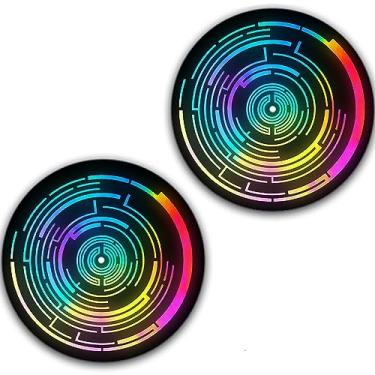 Imagem de DJ Um par de luzes de néon espirais raspadinha de vinil recordações de vinil 18 cm tapete deslizante portablismo toca-discos tapete de bandeja DJ x2