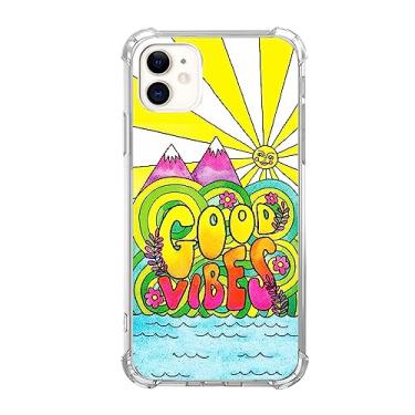 Imagem de Dawjeg Capa Hippie Good Vibes Sunshine compatível com iPhone 11, capa de arte psicodélica tripla para iPhone 11, capa protetora exclusiva de TPU