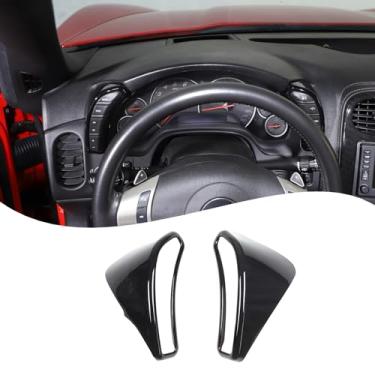 Imagem de Lcojicep Tampa de acabamento interno do interruptor do painel do carro de ambos os lados compatível com Chevrolet Corvette C6 2005-2013, velocímetro lateral painel multifuncional capa de moldura de botão (preto piano)